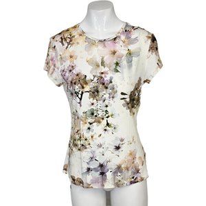 Ted Baker Women's Ayleyc Floral T-Shirt Size 3 US 8 Stretch
